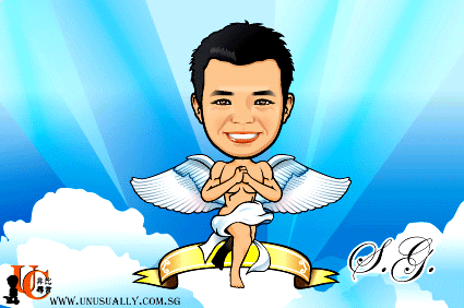 Digital Caricature Drawing - Male Angel Theme